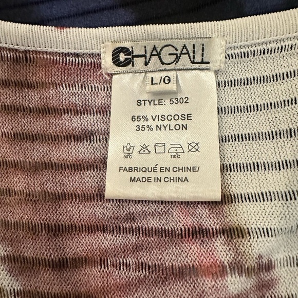 Chagall Floral Painter Watercolor Top Angel Sleeve Scoop Neck  Beaded details L - Picture 6 of 8